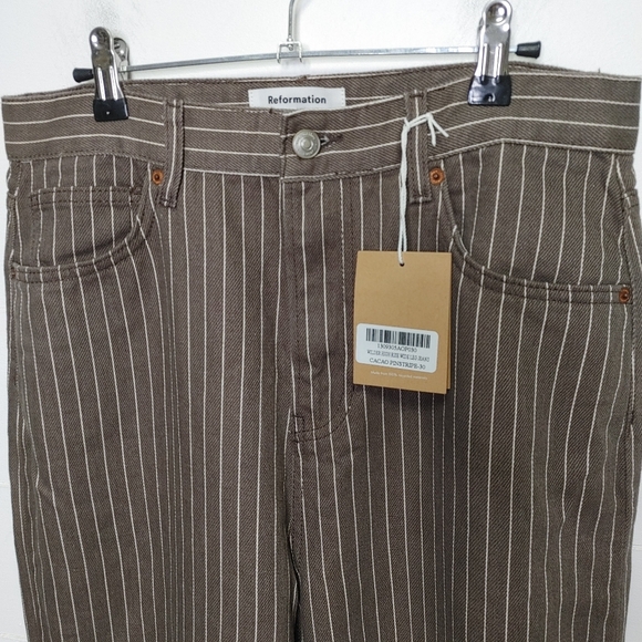 Reformation Wilder high rise pinstripe wide leg jeans size 30 - Picture 8 of 16